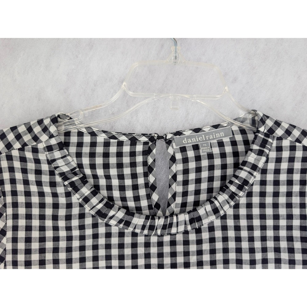 Daniel Rainn Blouse Women PS Black Gingham Ruffle Tiered Bell Sleeve Peasant Top - Picture 5 of 12